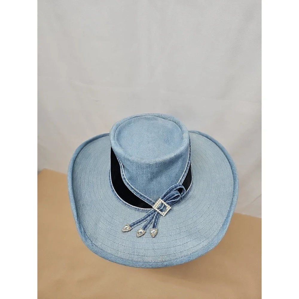 Simply Barbara Women Blue Cowboy Western Cotton Blend Usa Beyonce Outdoor Hat |M